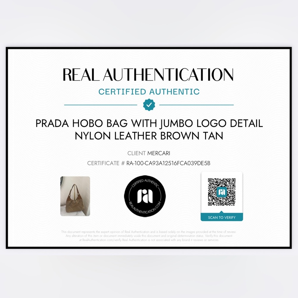 Prada Half Moon Hobo Bag Jumbo Logo Brown Tan Leather Nylon‎ Designer Luxury COA - Picture 15 of 15